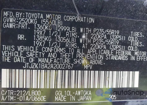 2010 Lexus Rx 350 from USA, damaged, VIN JTJZK1BA2A2002767